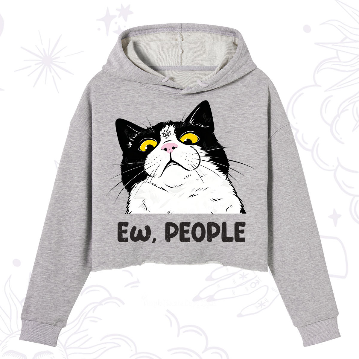 Purplehecate Ew People Cat Crop Hoodie