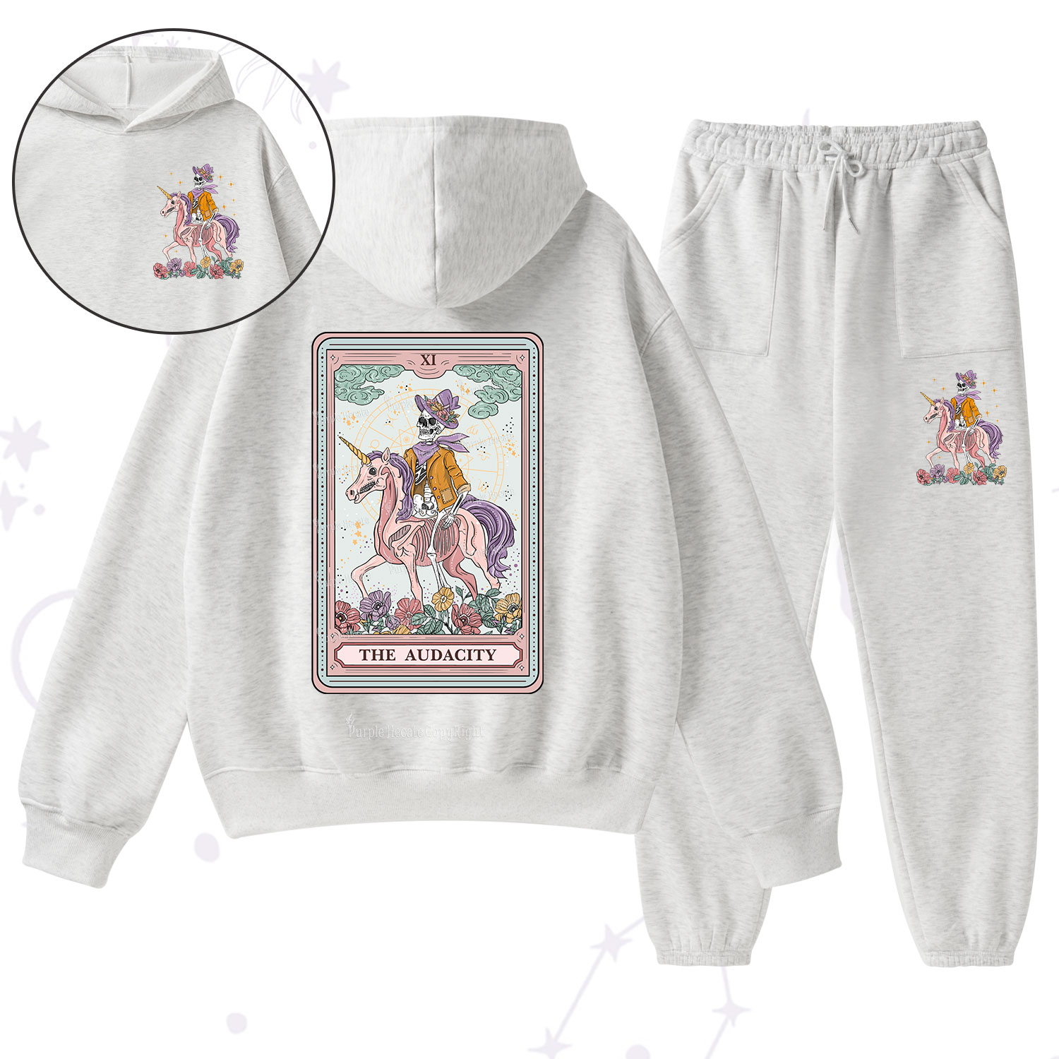 Purplehecate The Audacity Tarot Card Fleece Hoodie Suit