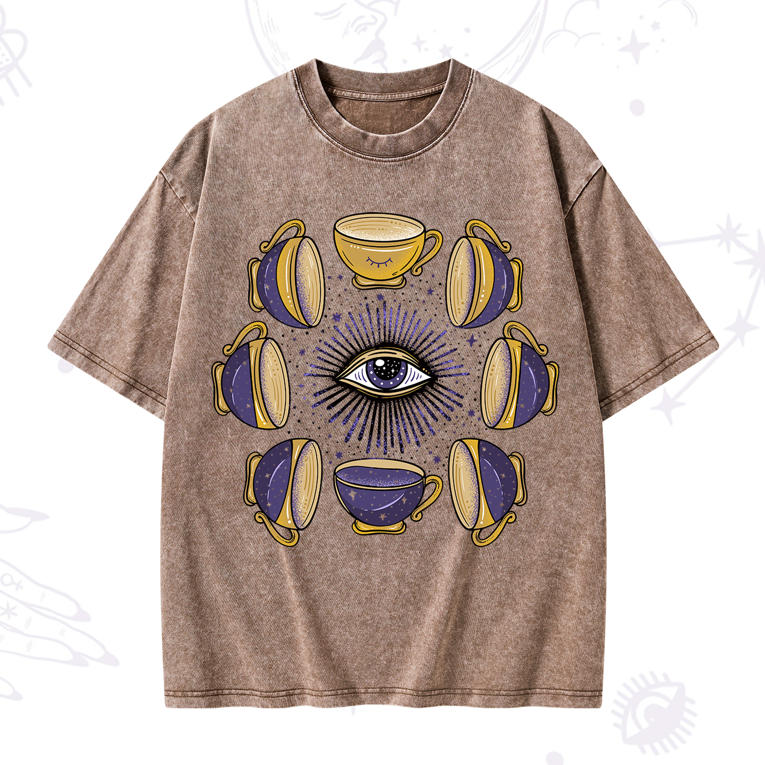 Purplehecate Moon Phase Coffee Lover Washed T-Shirt