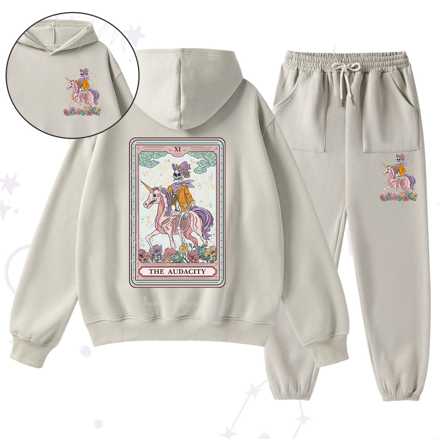 Purplehecate The Audacity Tarot Card Fleece Hoodie Suit