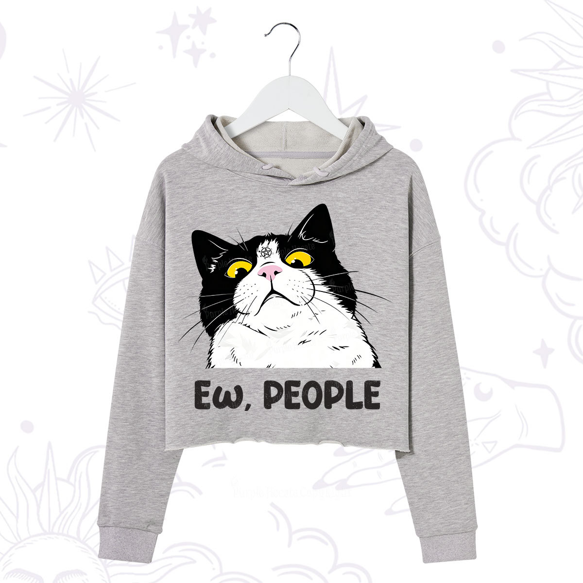 Purplehecate Ew People Cat Crop Hoodie