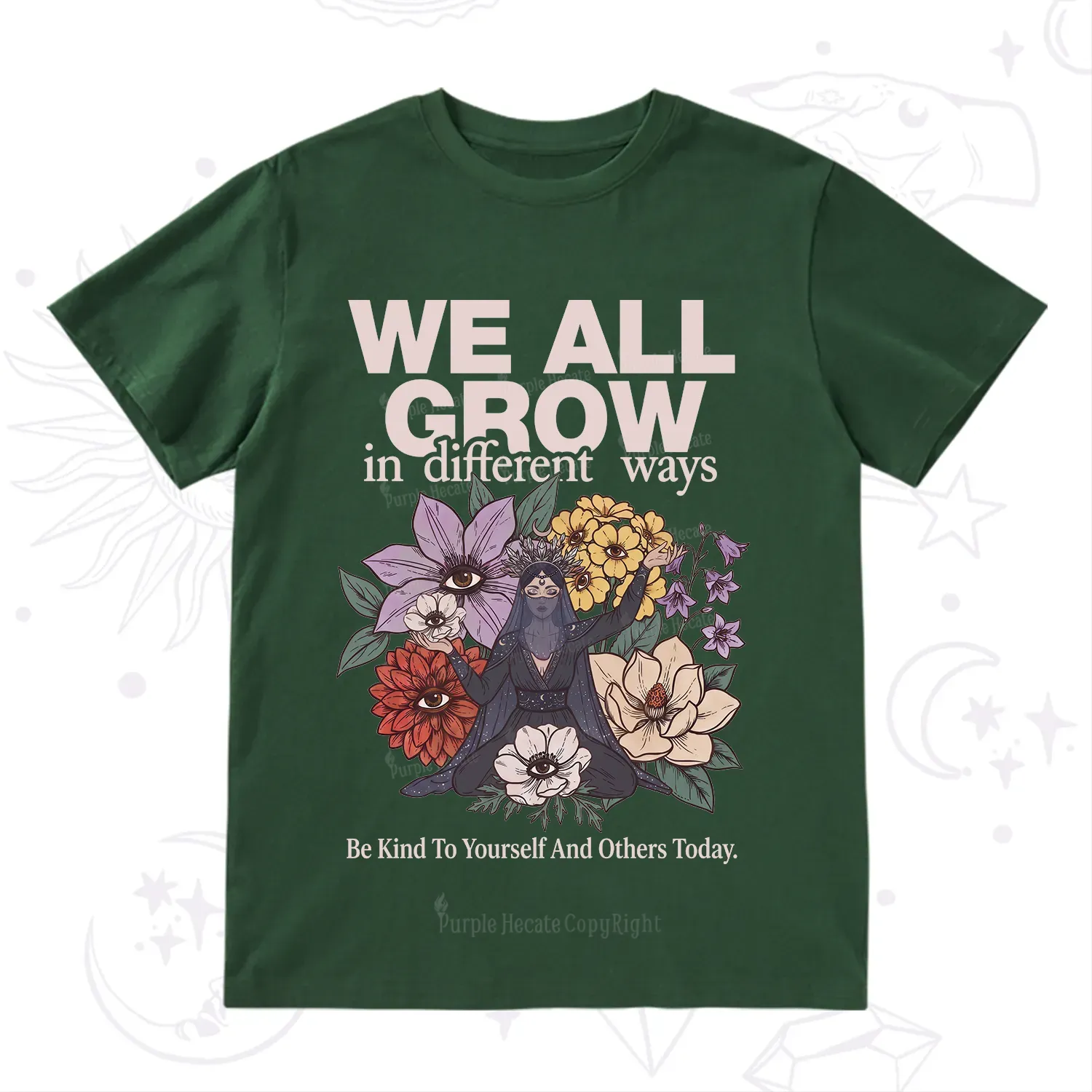 Purplehecate We All Grow Different Ways Floral T-Shirt
