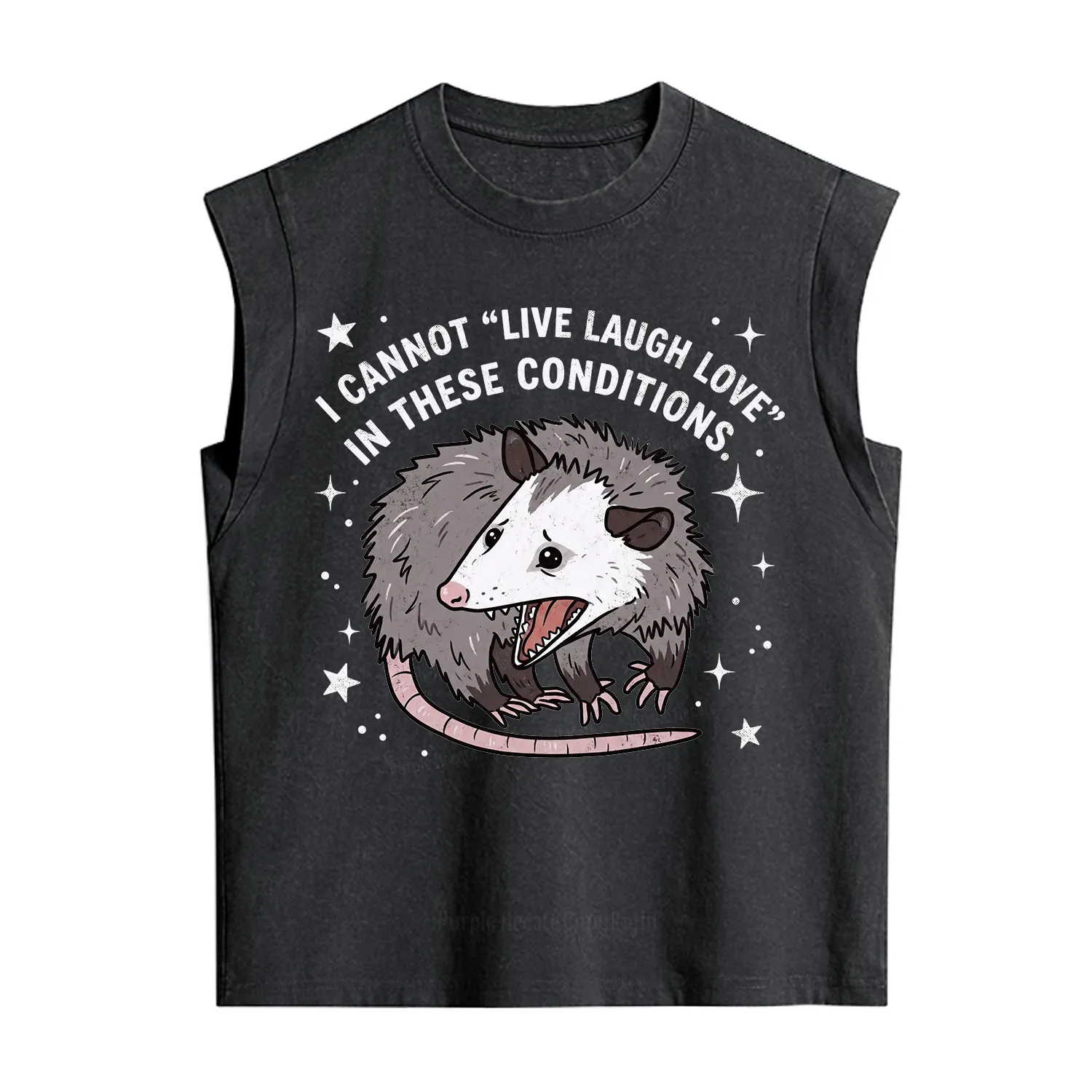 Purplehecate I Cannot Live Laugh Love Possum Vintage Washed Tank