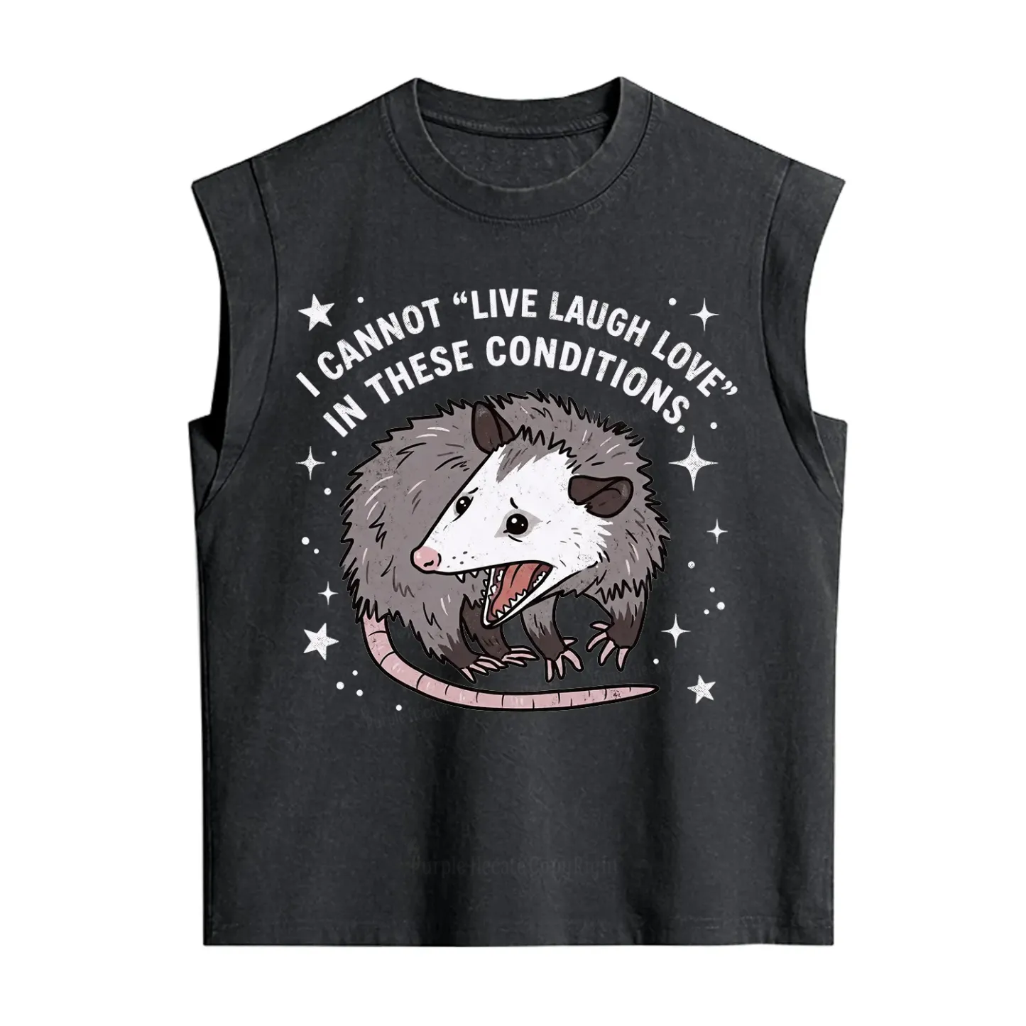 Purplehecate I Cannot Live Laugh Love Possum Vintage Washed Tank