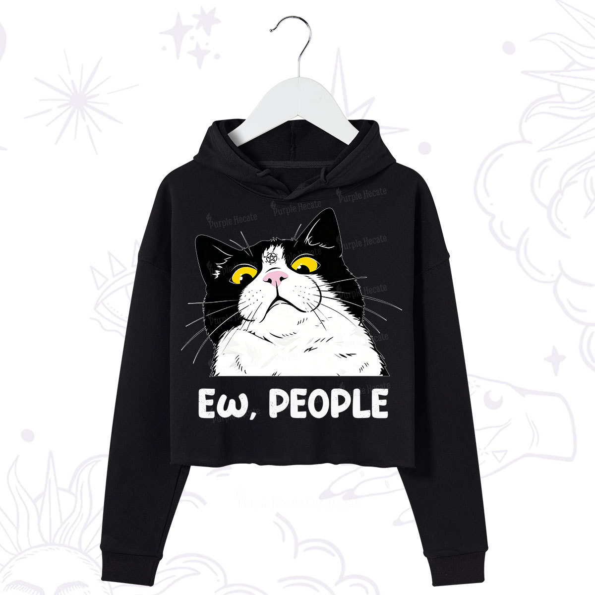 Purplehecate Ew People Cat Crop Hoodie