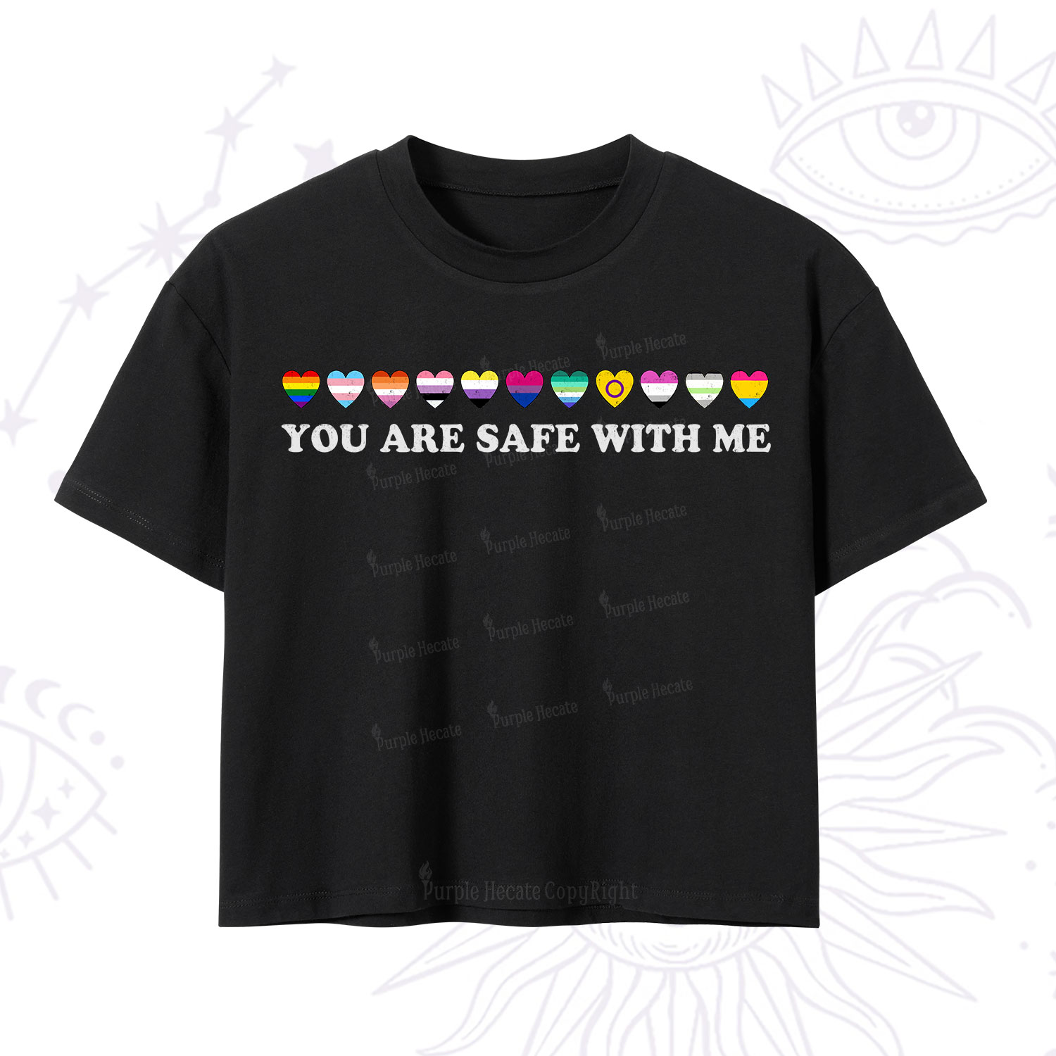 Purplehecate You Are Safe With Me Pride Crop T-Shirt