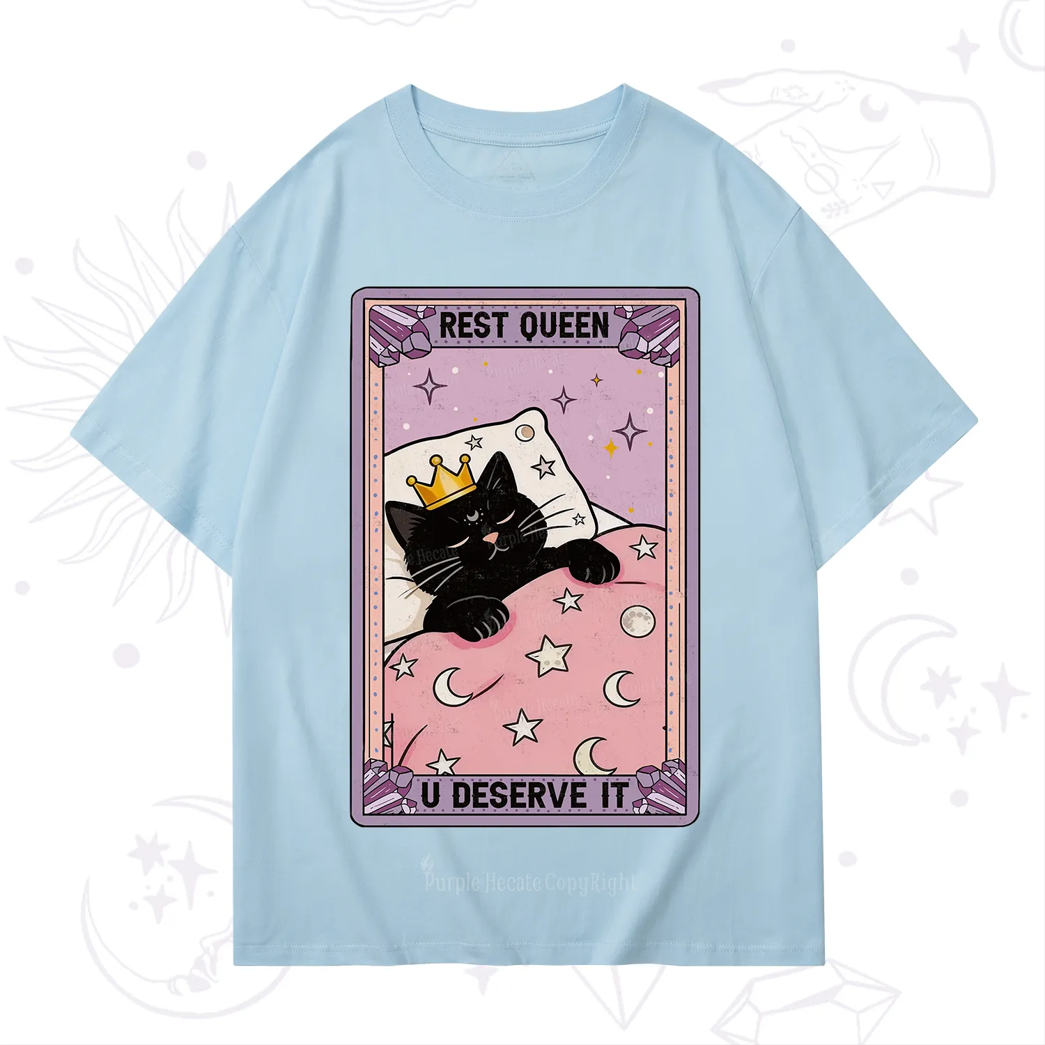 Purplehecate The Rest Queen Cat Tarot T-Shirt