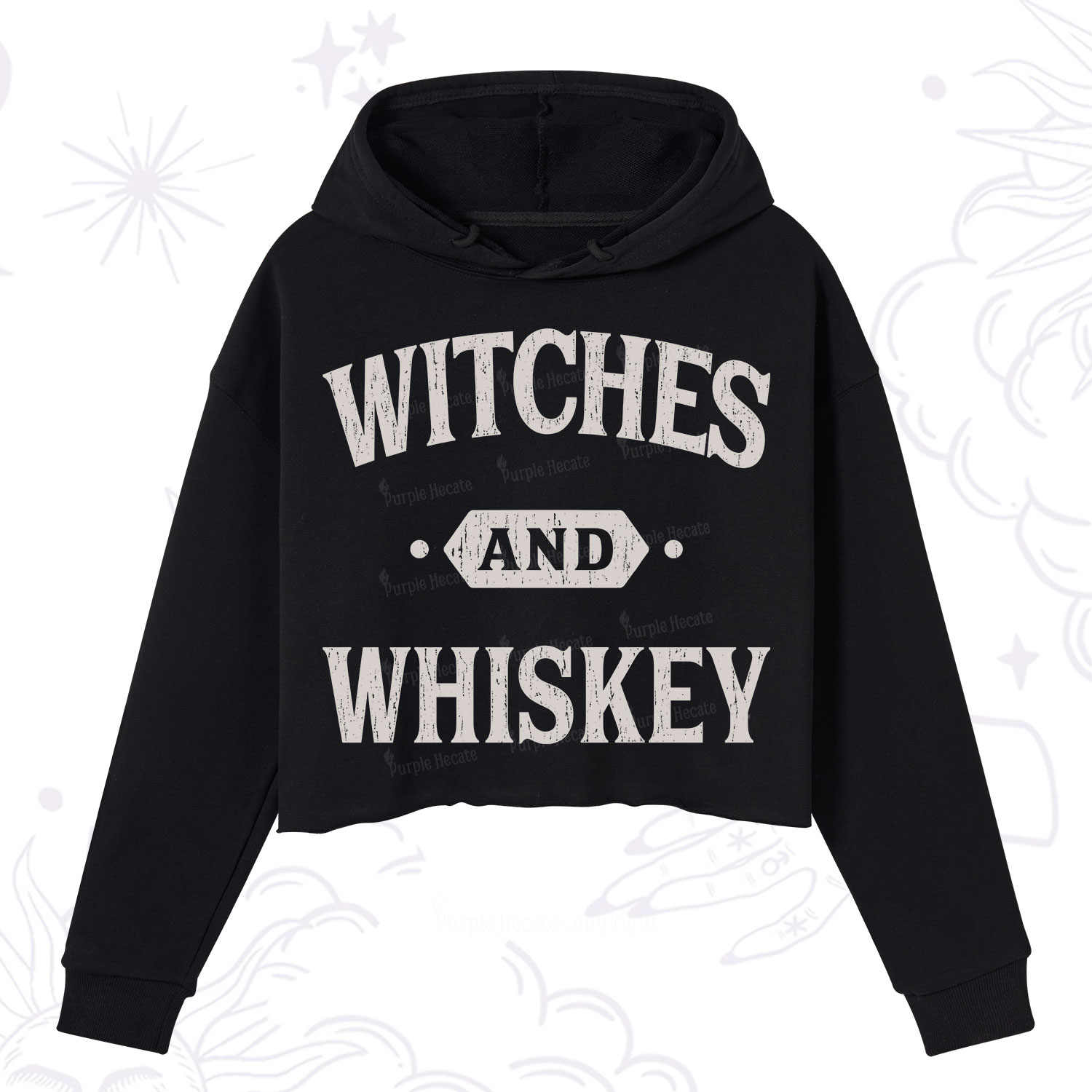 Purplehecate Witches and Whiskey Crop Hoodie