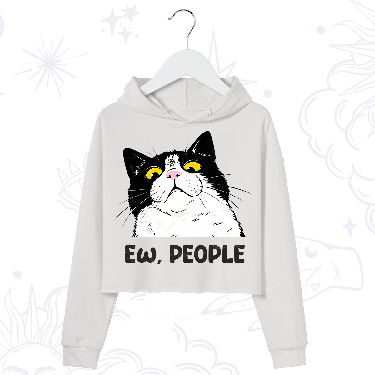 Purplehecate Ew People Cat Crop Hoodie