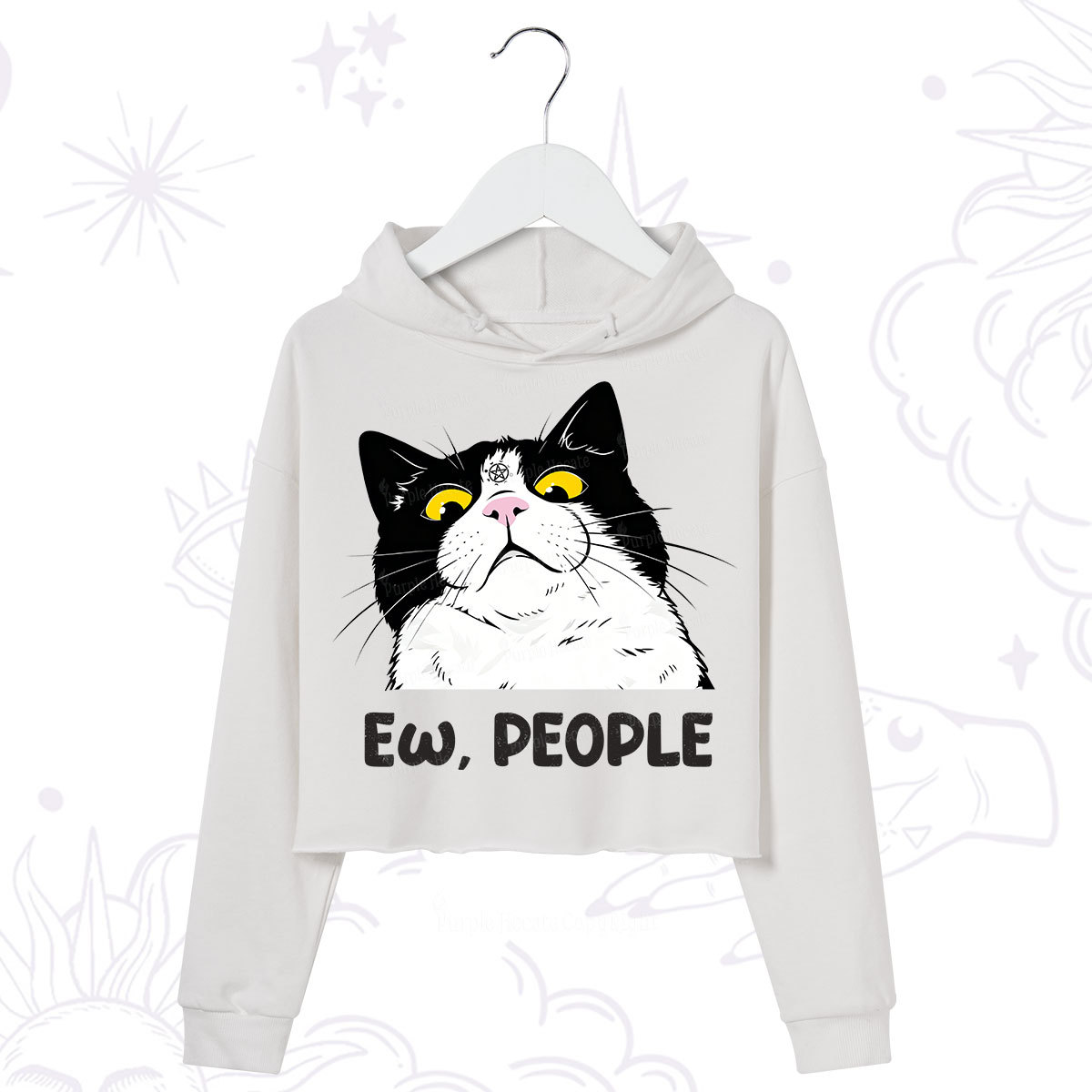 Purplehecate Ew People Cat Crop Hoodie