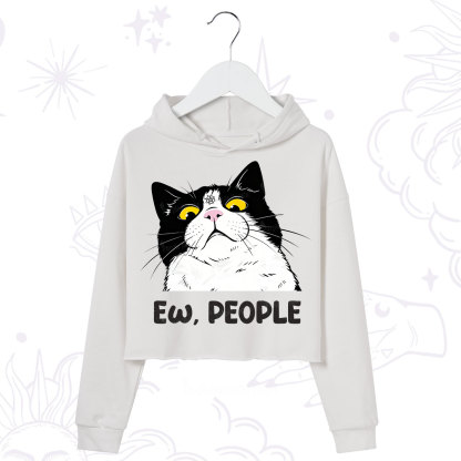Purplehecate Ew People Cat Crop Hoodie