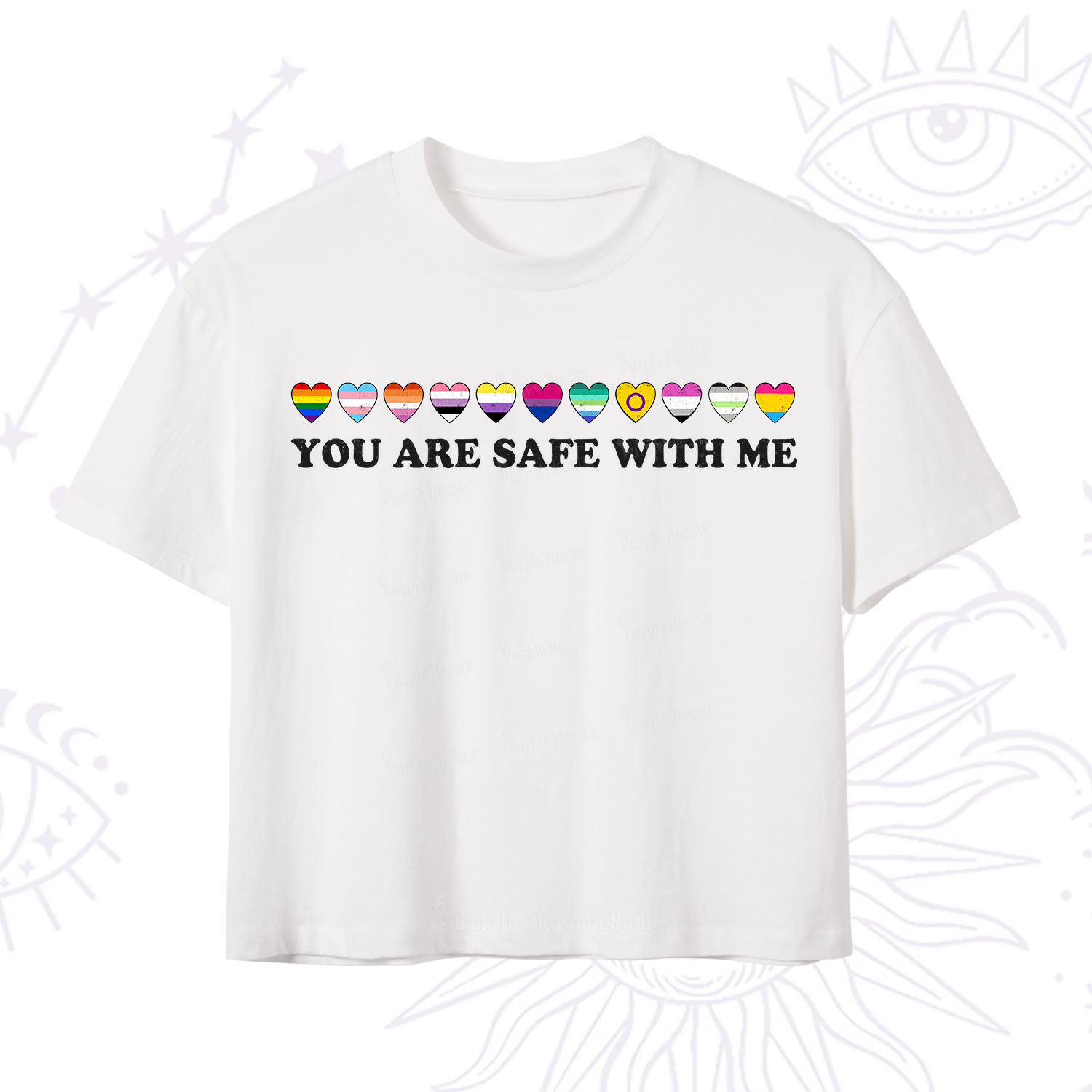 Purplehecate You Are Safe With Me Pride Crop T-Shirt