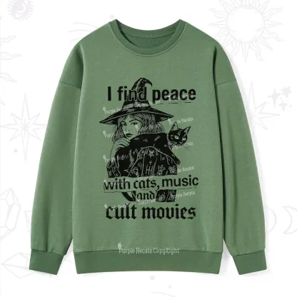Purplehecate I Find Peace With Cats Music Cult Movies Sweatshirt