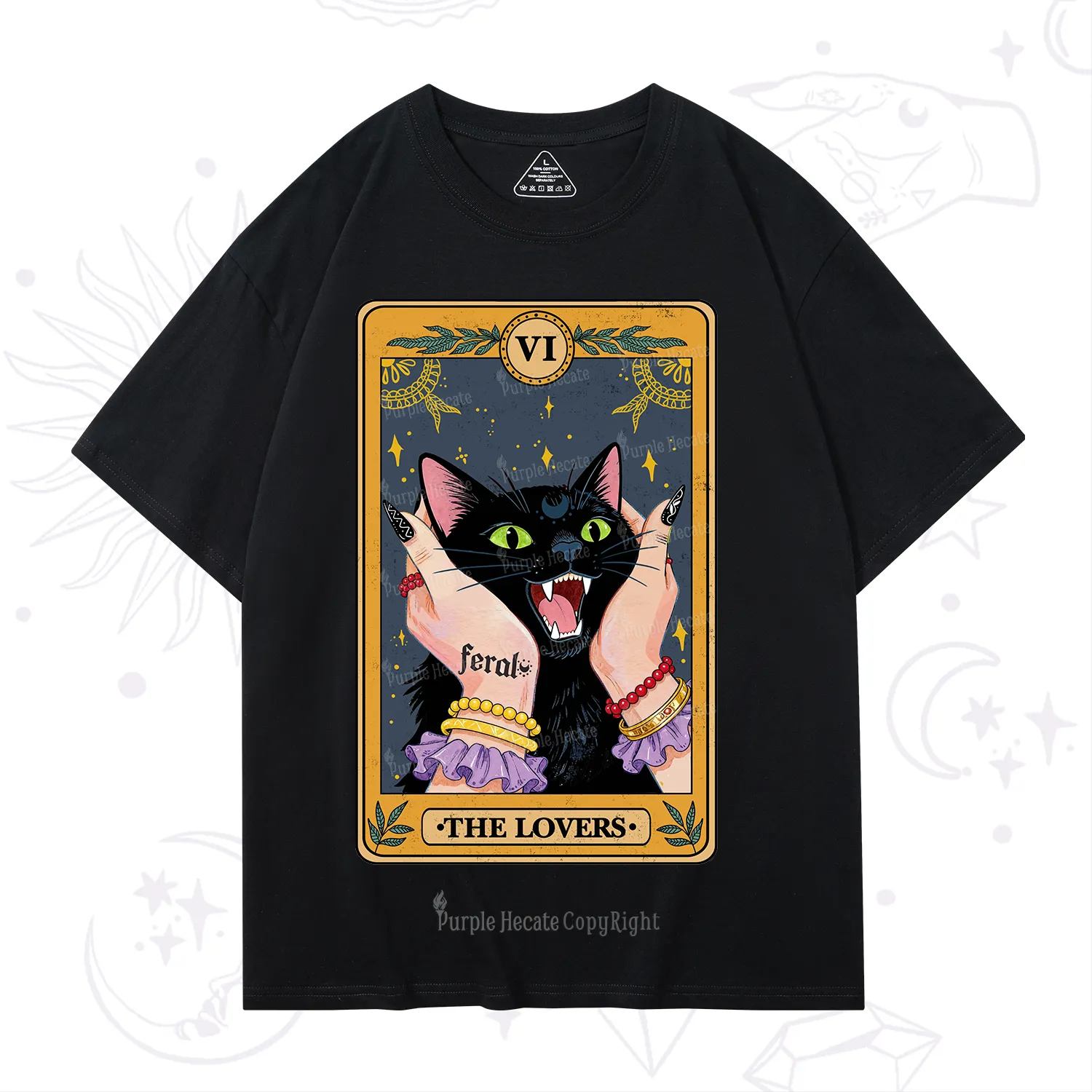 Purplehecate The Lovers Tarot Feral Cat T-Shirt