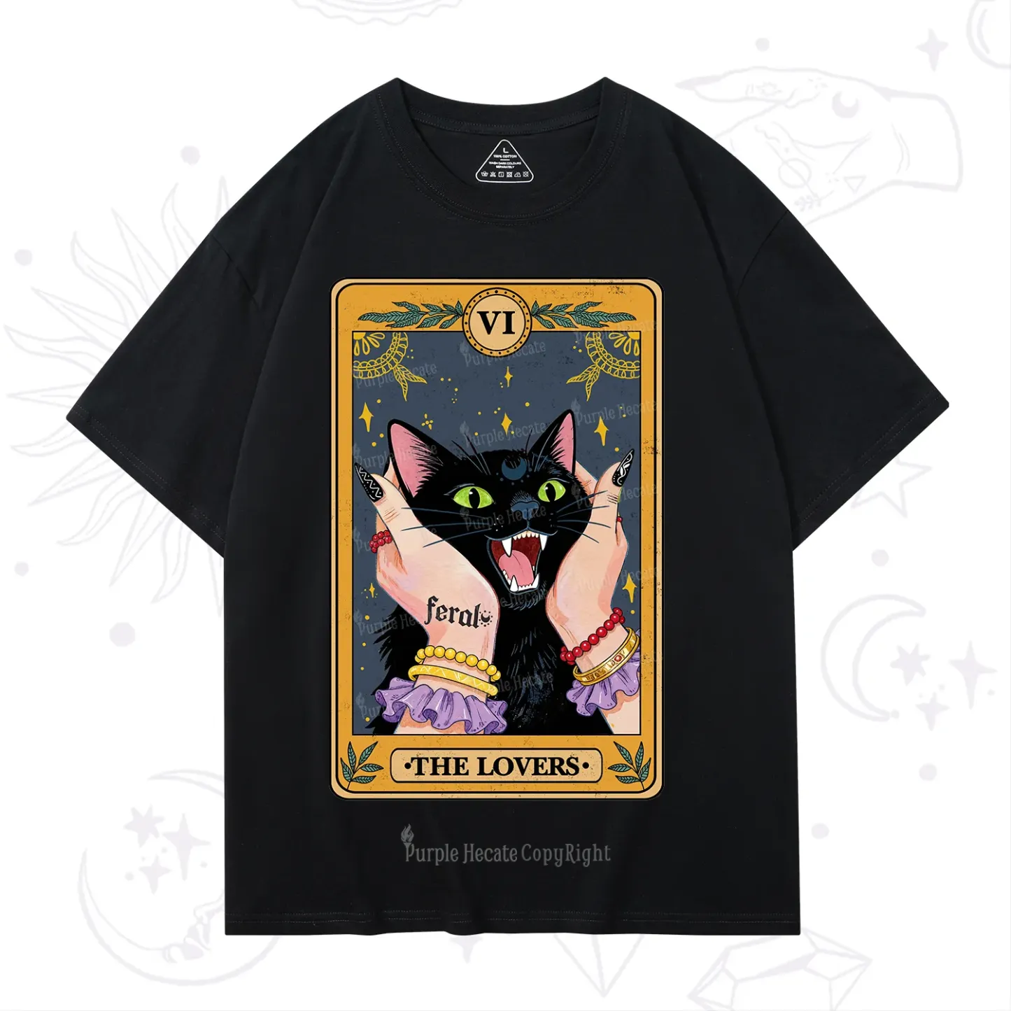 Purplehecate The Lovers Tarot Feral Cat T-Shirt