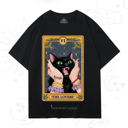 Purplehecate The Lovers Tarot Feral Cat T-Shirt