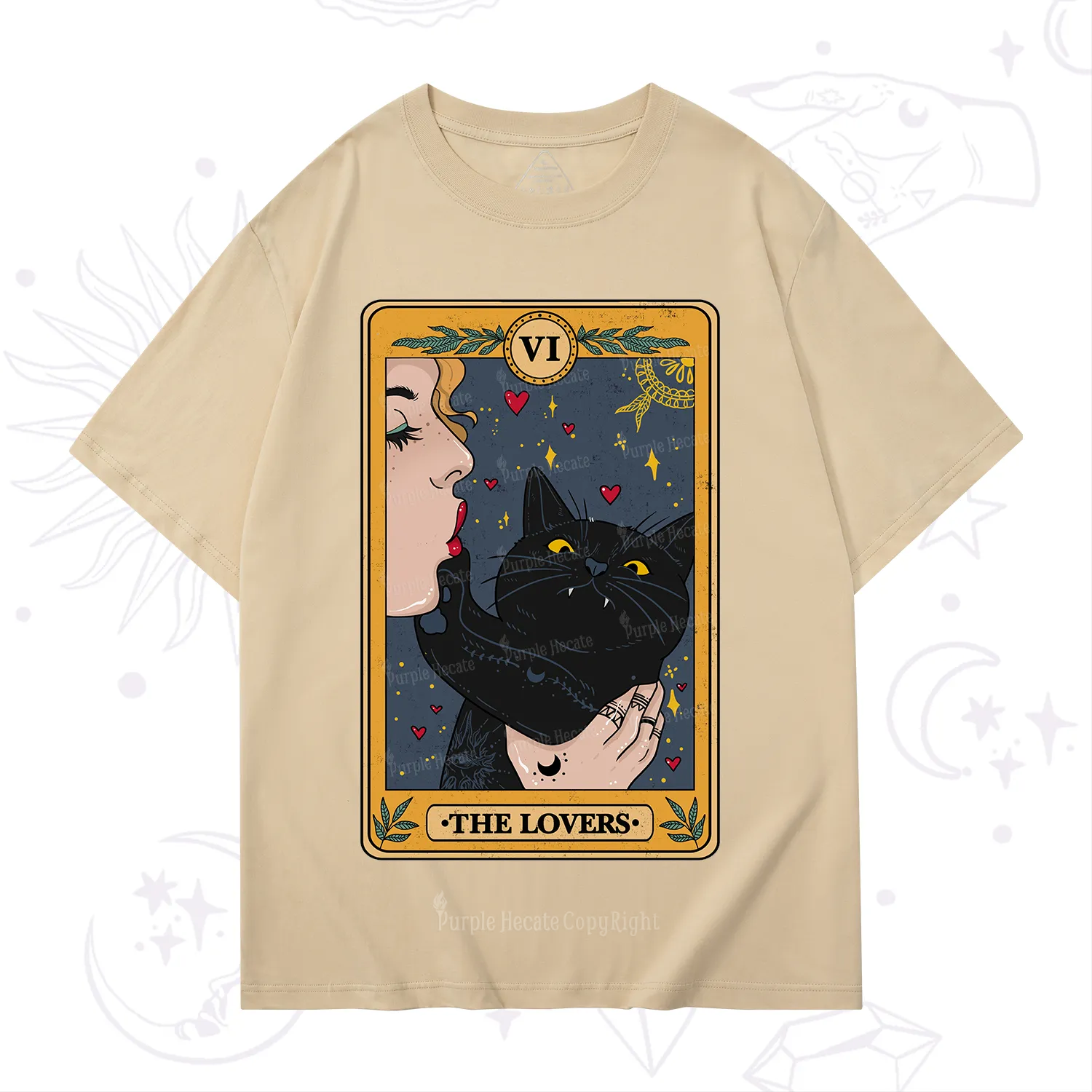 Purplehecate The Lovers Cat Tarot T-Shirt