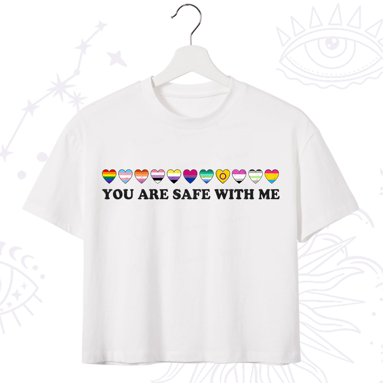 Purplehecate You Are Safe With Me Pride Crop T-Shirt