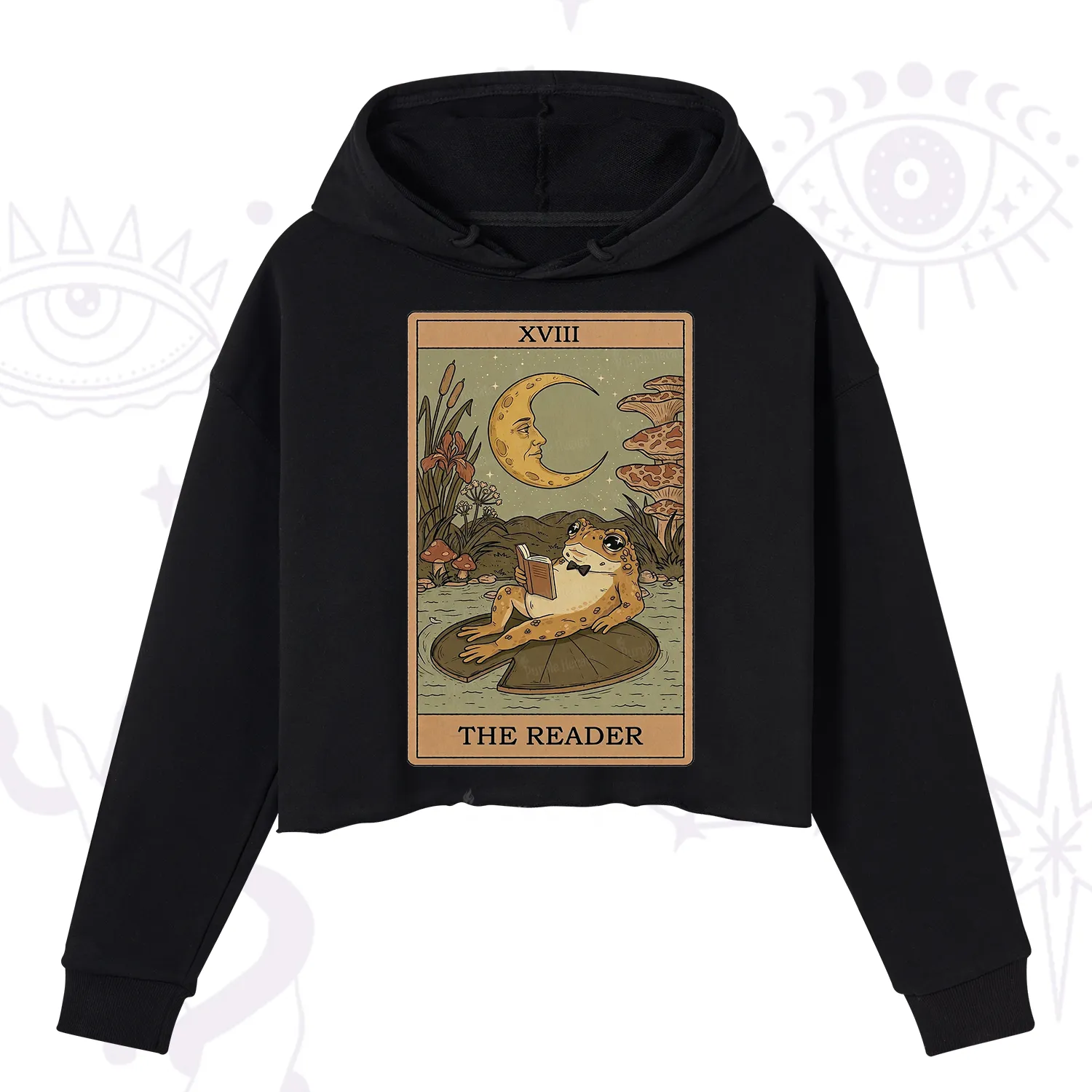 Purplehecate The Reader Frog Tarot Crop Hoodie