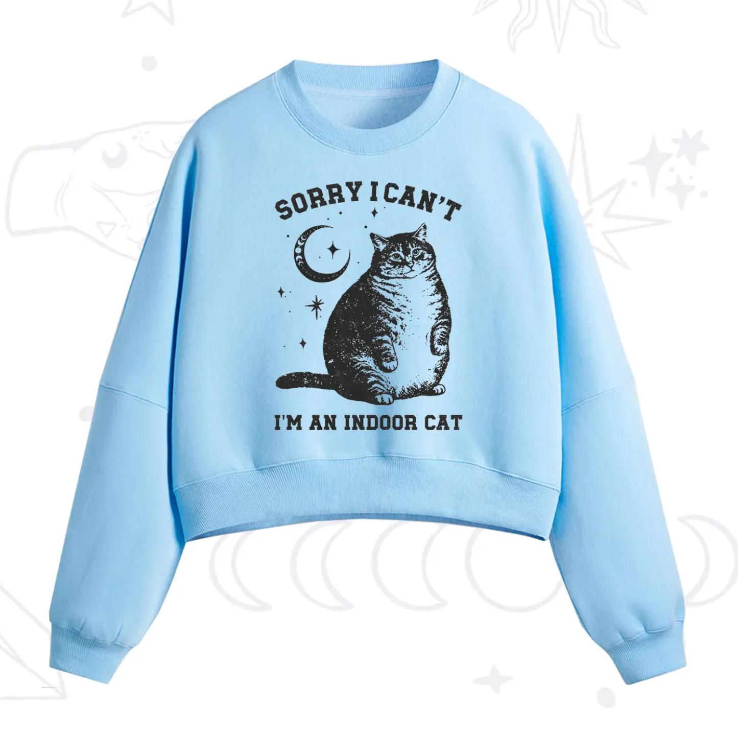 Purplehecate Sorry I Can't Go I'm an Indoor Cat Fleece Cropped Sweatshirt