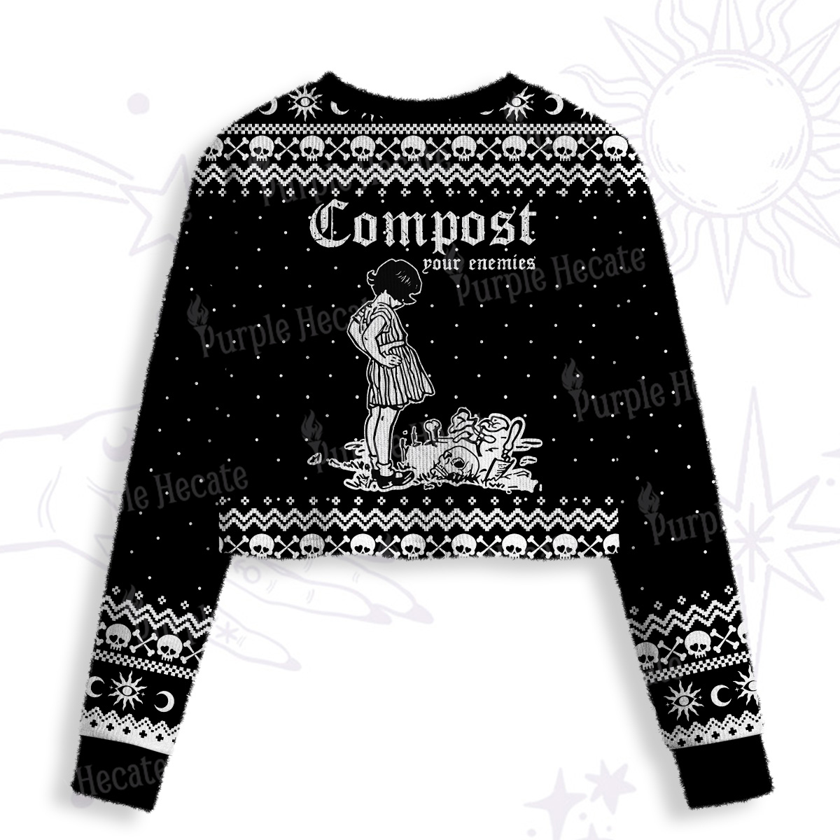 Purplehecate Compost Your Enemies Crop Fuzzy Ugly Sweatshirt