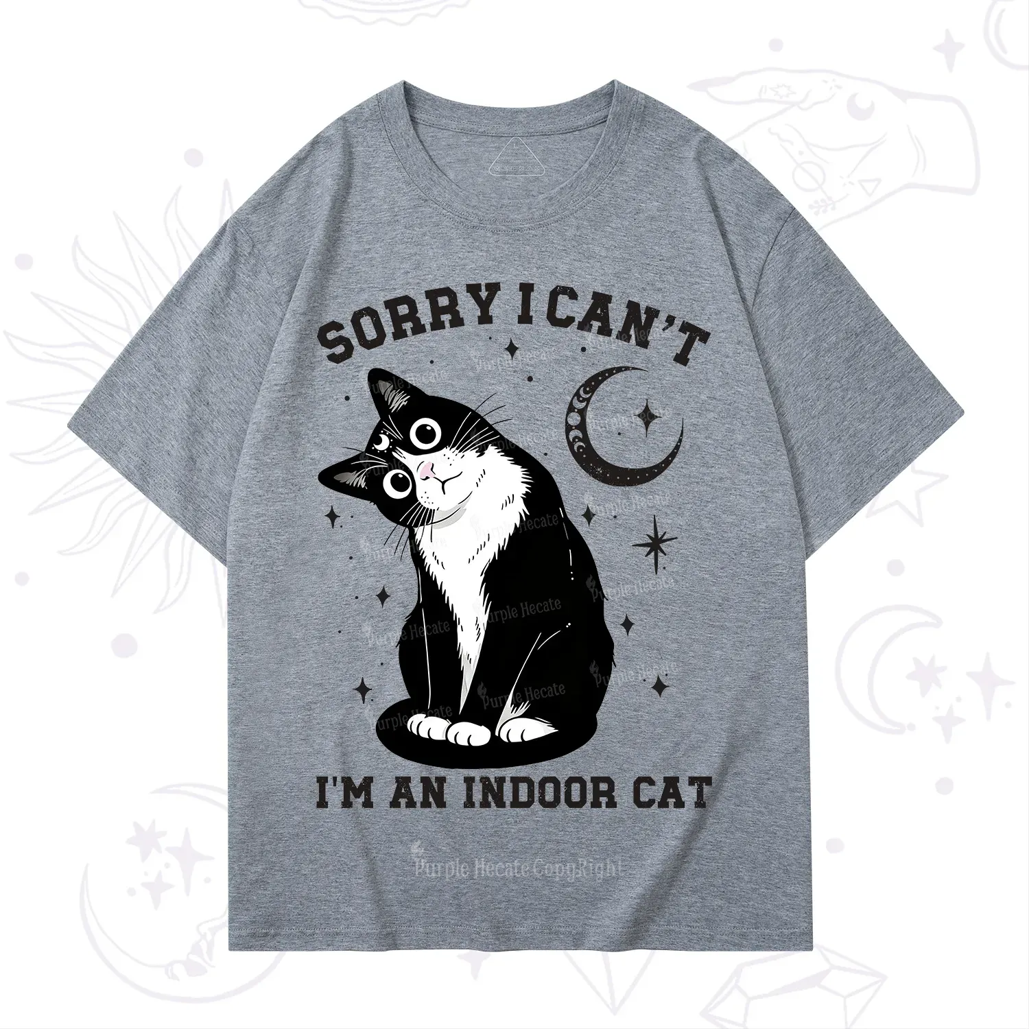 Purplehecate Sorry I Can't Go I'm an Indoor Cat T-Shirt