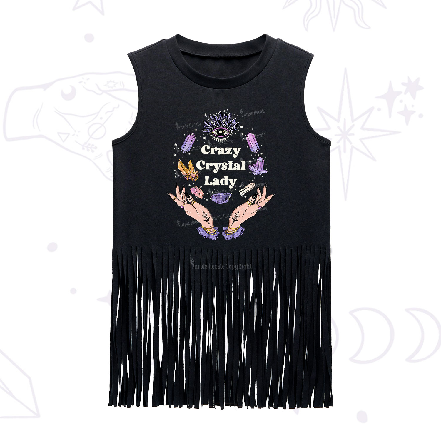 Purplehecate Crazy Crystal Lady Fringe Tank Top