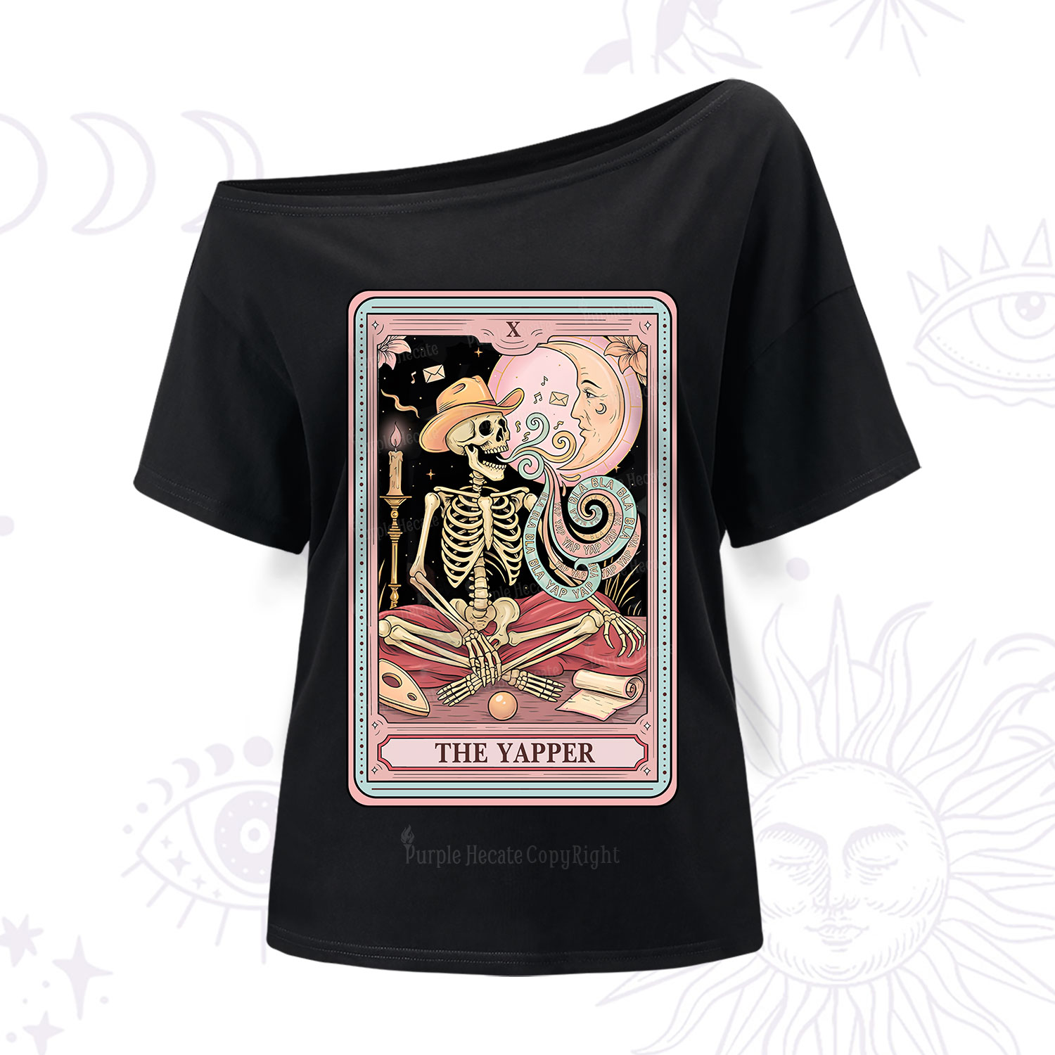 Purplehecate The Skeleton Yapper Tarot One Shoulder T-Shirt
