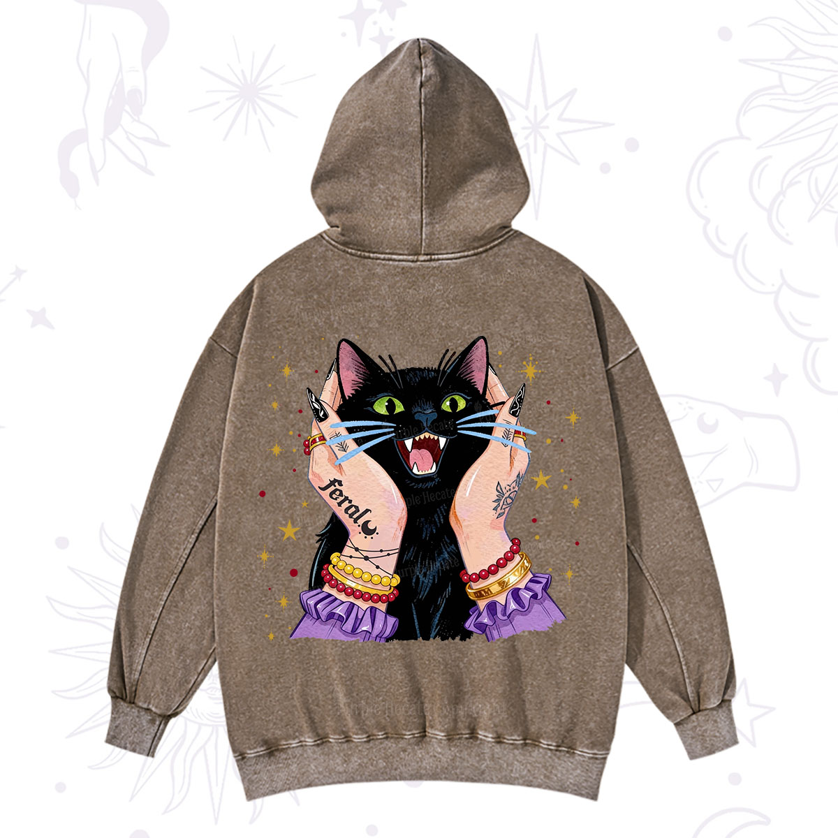 Purplehecate Feral Cat Magic Washed Hoodie
