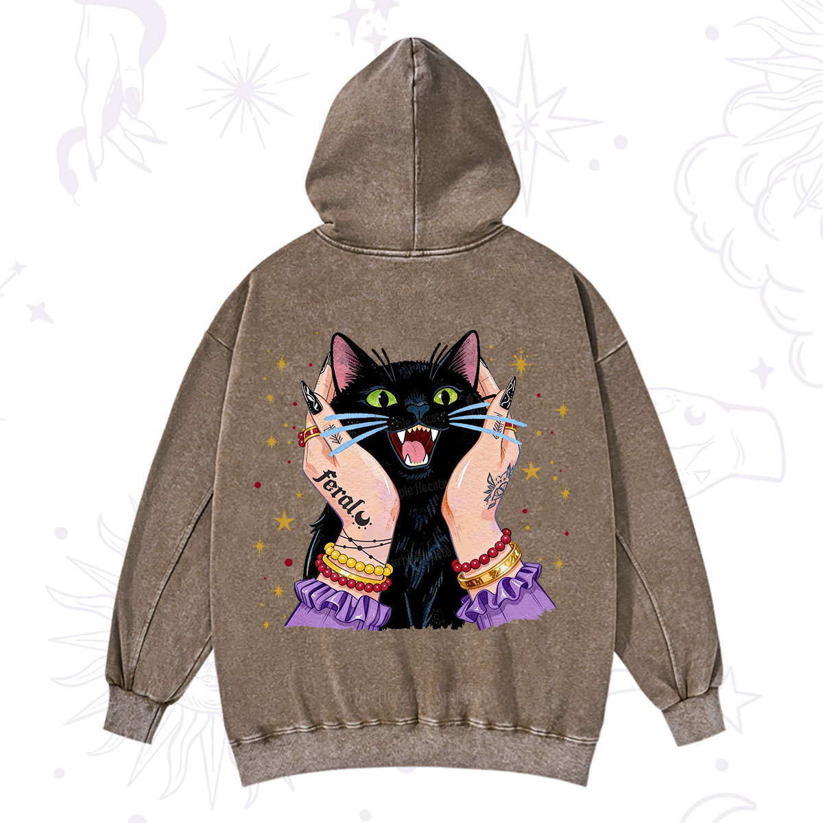Purplehecate Feral Cat Magic Washed Hoodie