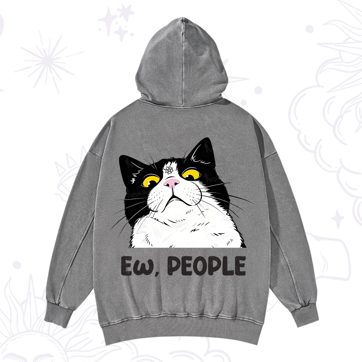 Purplehecate Ew People Cat Washed Hoodie