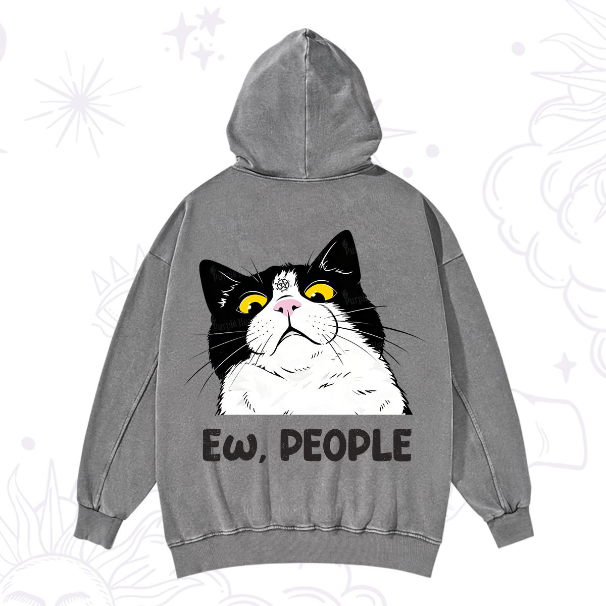 Purplehecate Ew People Cat Washed Hoodie