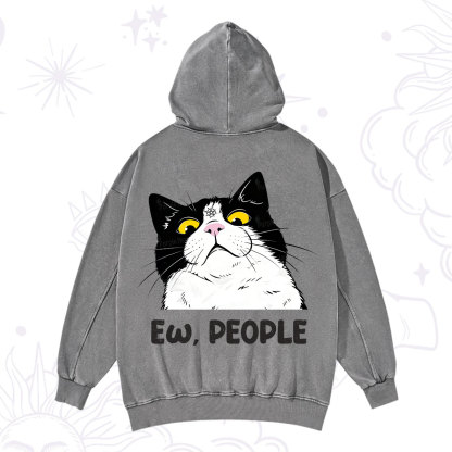 Purplehecate Ew People Cat Washed Hoodie