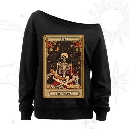 Purplehecate The Reader Tarot Card Off The Shoulder Sweatshirt
