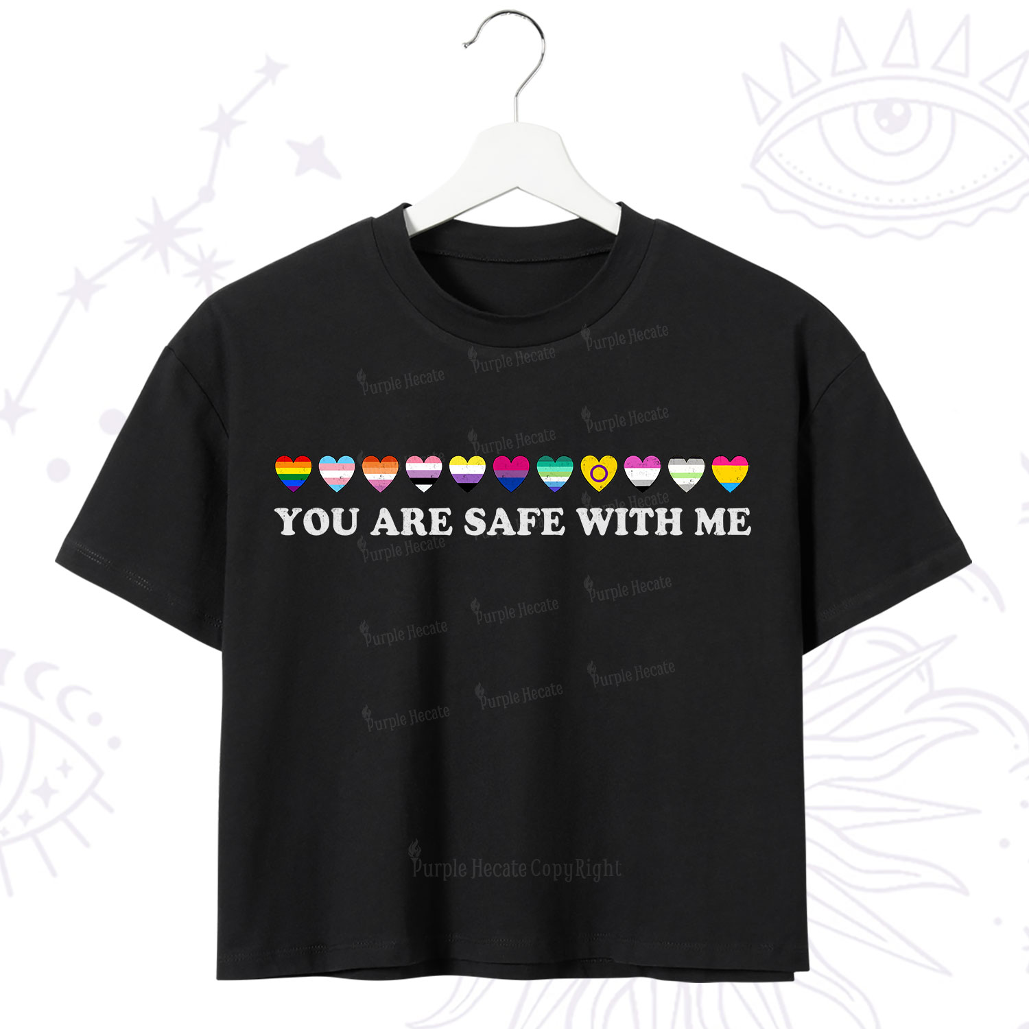 Purplehecate You Are Safe With Me Pride Crop T-Shirt