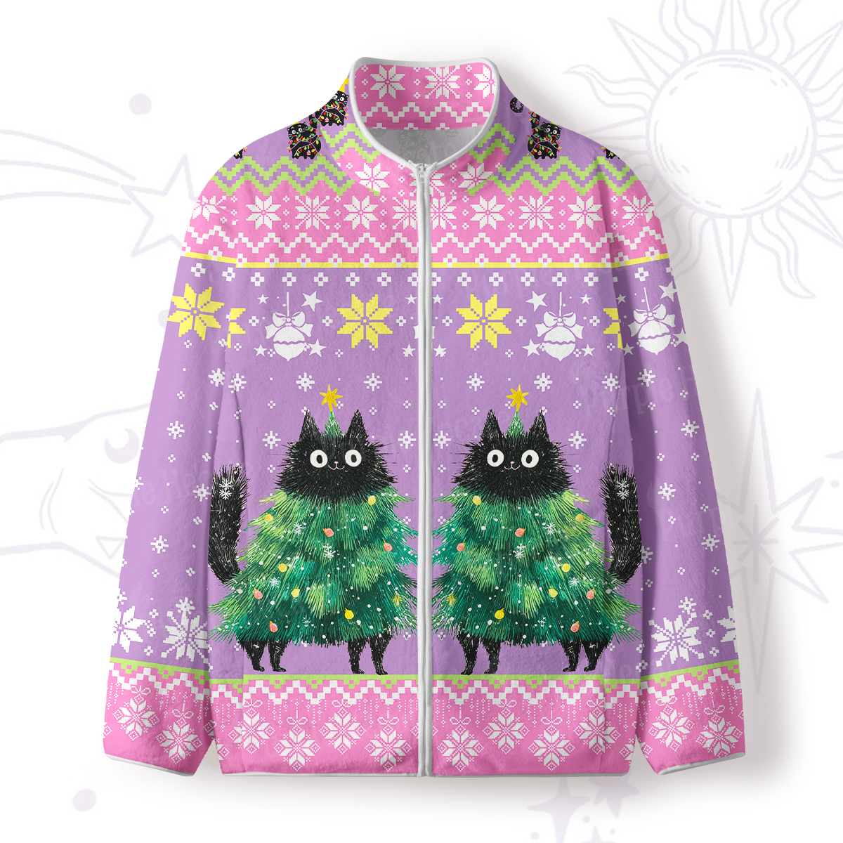 Purplehecate Funny Black Cat in Tree Full Zip Fleece Jacket