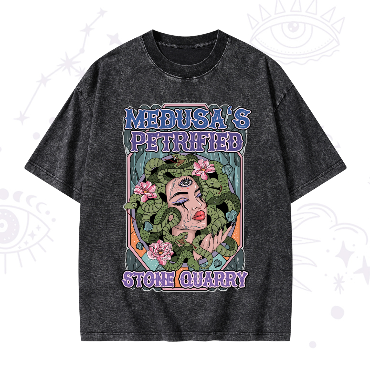 Magic Purplehecate The Gorgon with Snake Hair Medusa Washed T-Shirt
