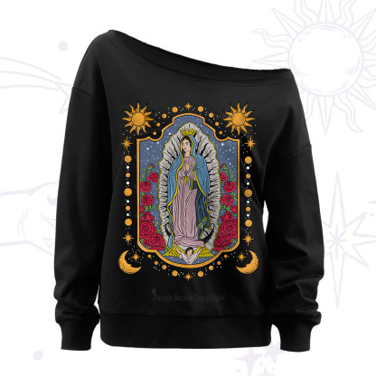 Purplehecate Our Lady of Guadalupe Off The Shoulder Sweatshirt