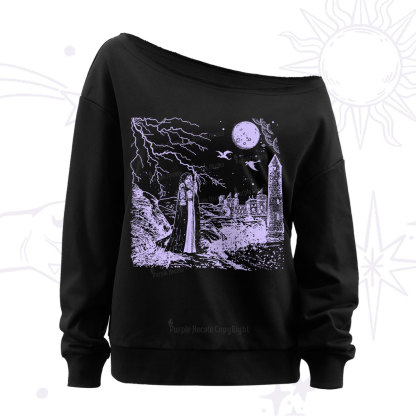 Purplehecate Black Moon Witch Spell Casting Off The Shoulder Sweatshirt
