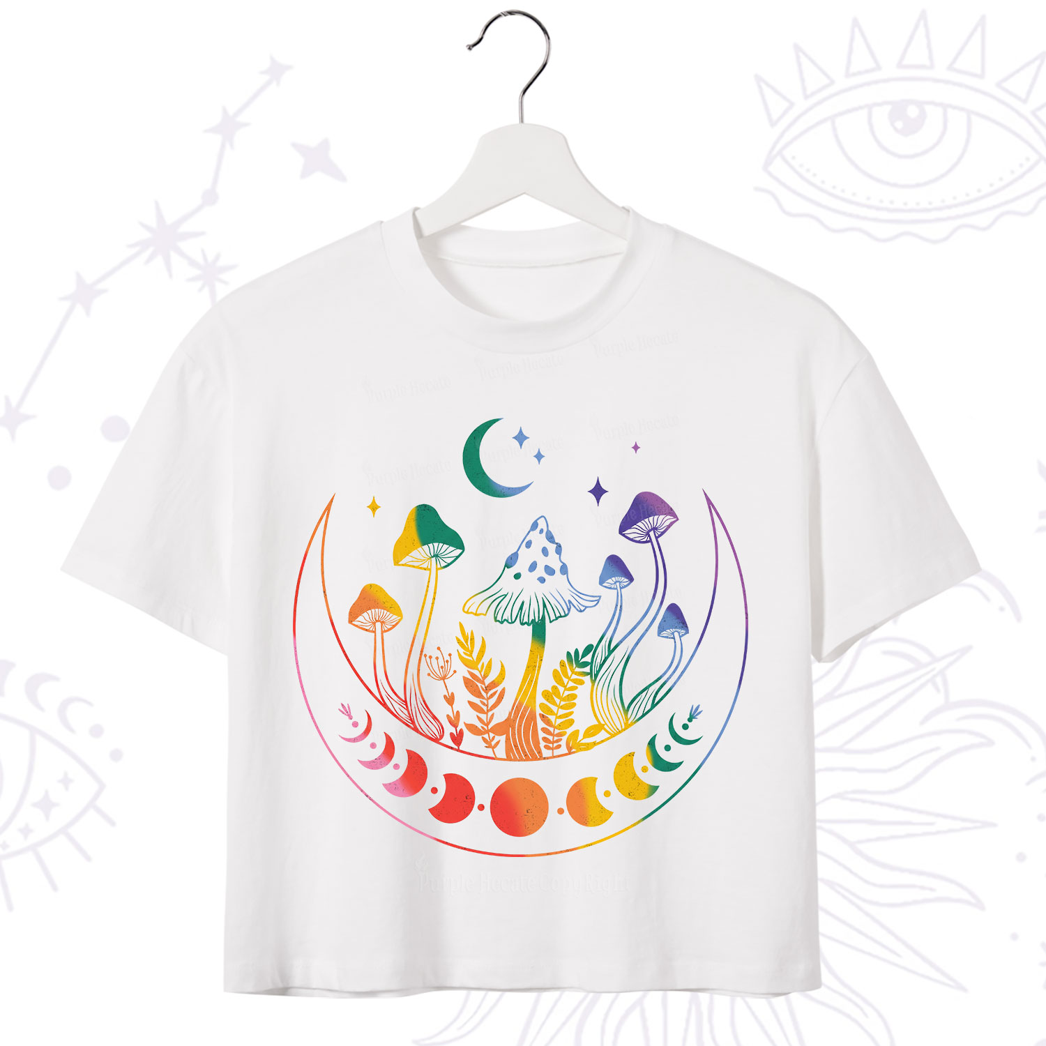 Purplehecate Pride Mushroom Rainbow Crop T-Shirt