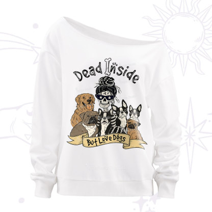 Purplehecate Dead Inside But Love Dogs Off The Shoulder Sweatshirt