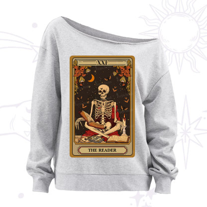 Purplehecate The Reader Tarot Card Off The Shoulder Sweatshirt