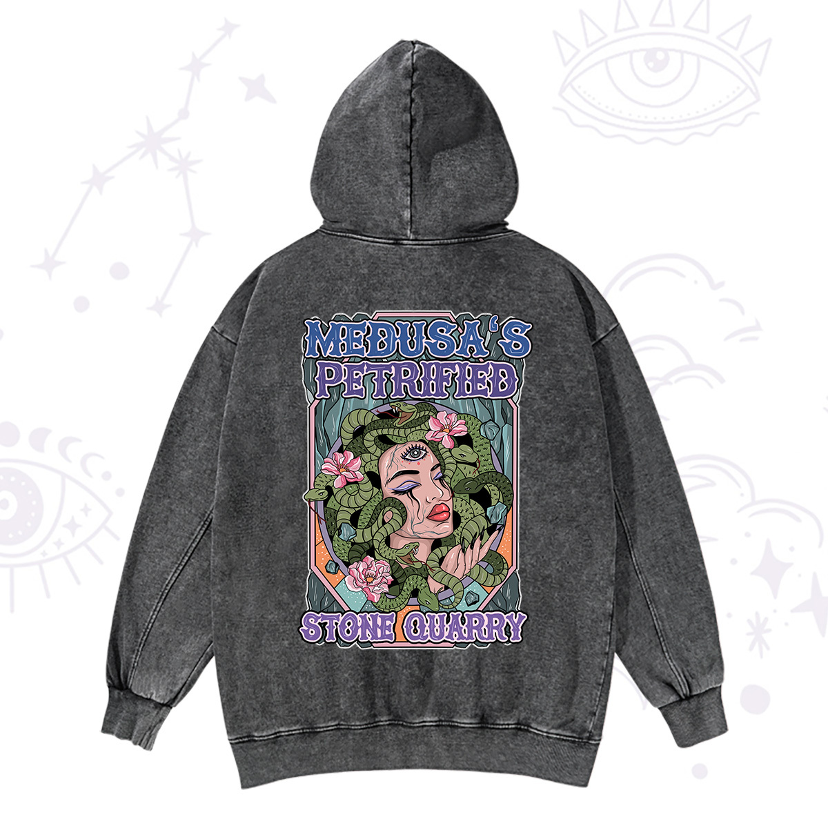 Magic Purplehecate The Gorgon with Snake Hair Medusa Washed Hoodie