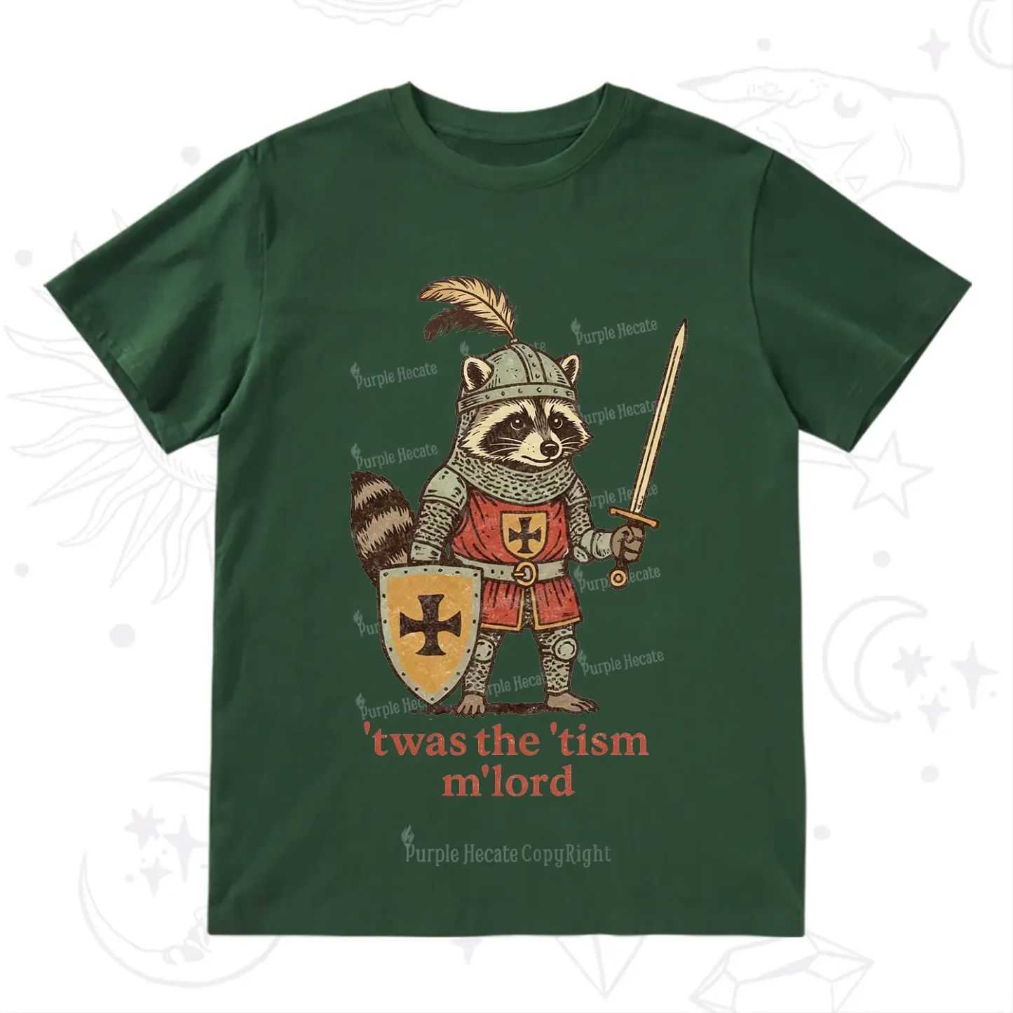Purplehecate Raccoon Knight 'Twas The Tism M'Lord T-Shirt