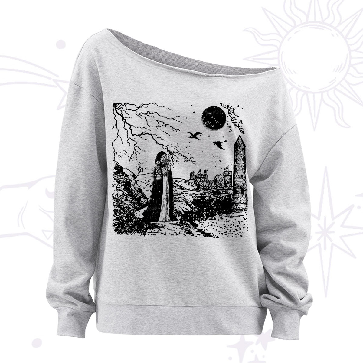Purplehecate Black Moon Witch Spell Casting Off The Shoulder Sweatshirt