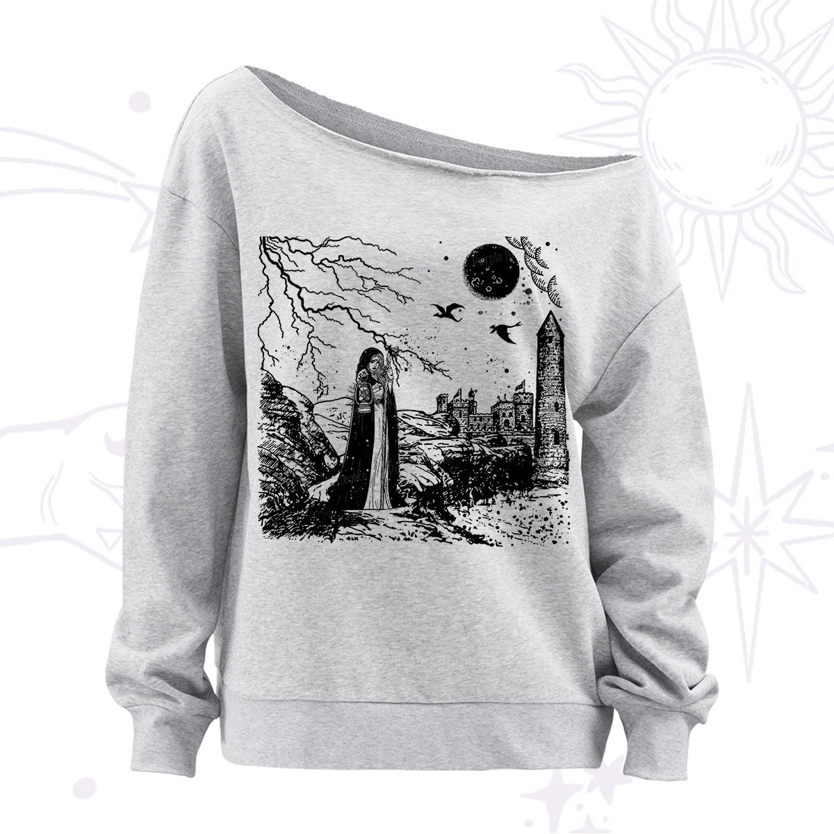 Purplehecate Black Moon Witch Spell Casting Off The Shoulder Sweatshirt