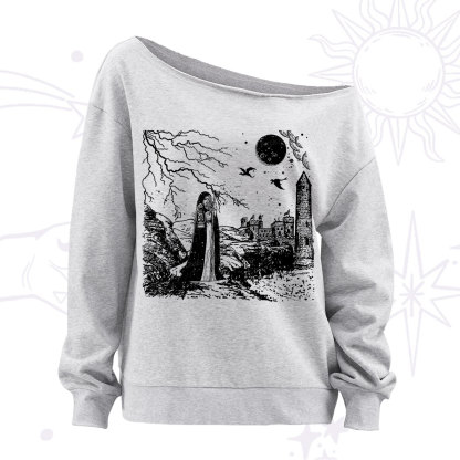 Purplehecate Black Moon Witch Spell Casting Off The Shoulder Sweatshirt