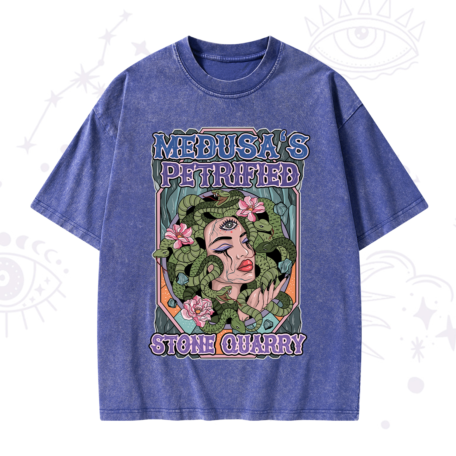 Purplehecate The Gorgon with Snake Hair Medusa Washed T-Shirt