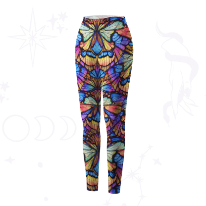 Purplehecate Colorful Butterfly Wing Pattern Yoga Pants