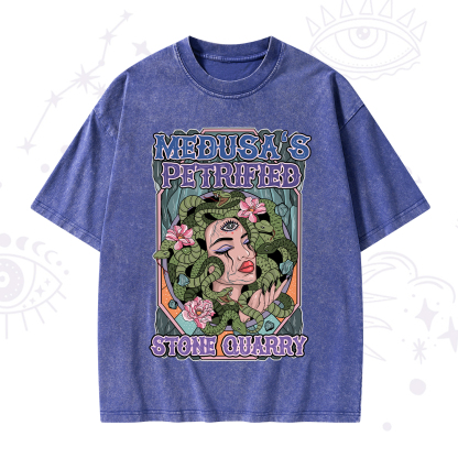Purplehecate The Gorgon with Snake Hair Medusa Washed T-Shirt